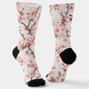 Chaussette Art botanique de cerisier en fleurs aéré