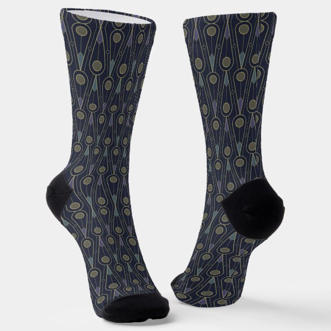 Chaussette Art Deco pattern with geometric shapes in gold (Angulaire)