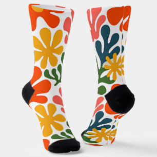 Chaussette Art floral abstrait coloré Matisse rétro