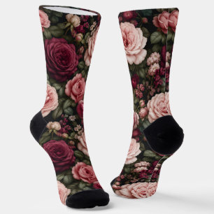 Chaussette Art floral de rose de jardin de luxe