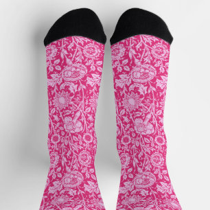 Chaussette Art Nouveau Carnation Damask, Fuchsia rose