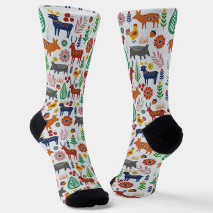 Chaussette Art populaire scandinave Boho nordique Motif moder