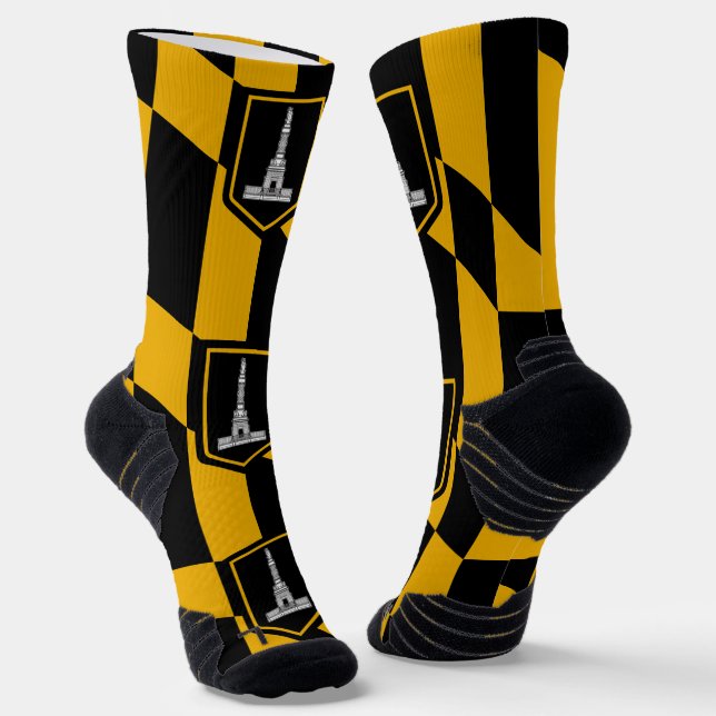 Chaussette Athletic Crew Sock avec drapeau de Baltimore, État (Angulaire)