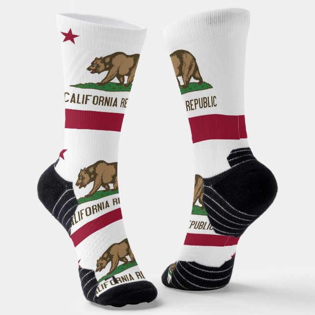 Chaussette Athletic Crew Sock avec drapeau de la Californie,  (Angulaire)