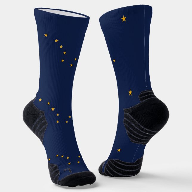 Chaussette Athletic Crew Sock avec drapeau de l'Alaska, États (Angulaire)