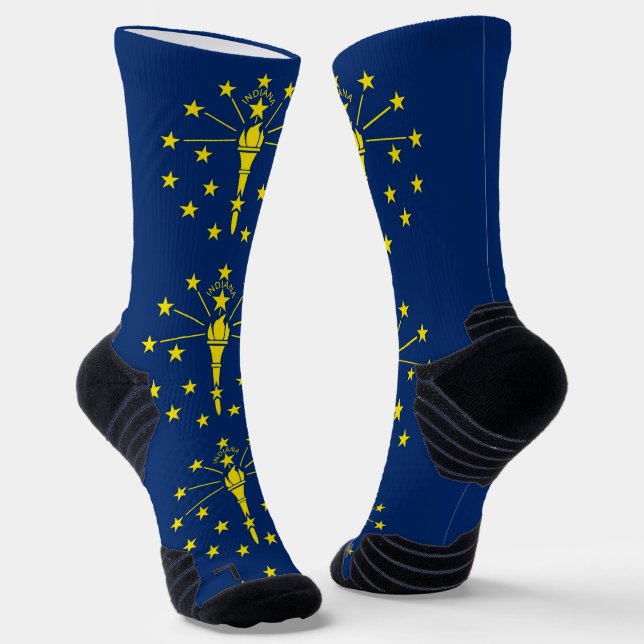 Chaussette Athletic Crew Sock avec drapeau de l'Indiana, État (Angulaire)