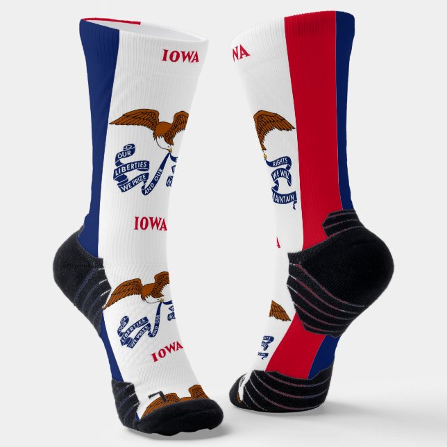 Chaussette Athletic Crew Sock avec drapeau de l'Iowa, États-U (Angulaire)