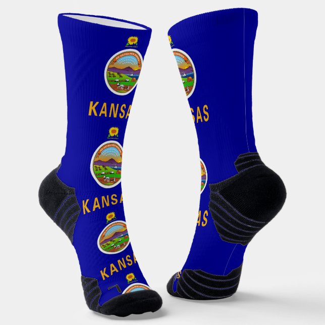 Chaussette Athletic Crew Sock avec drapeau du Kansas, États-U (Angulaire)