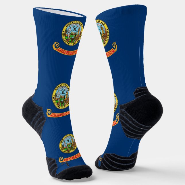 Chaussette Athletic Crew Sock avec le drapeau de l'Idaho, Éta (Angulaire)