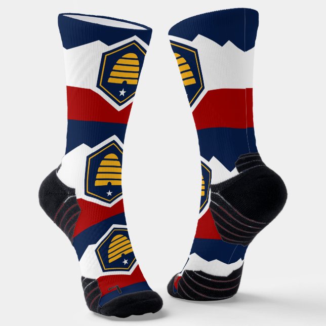 Chaussette Athletic Crew Sock with flag of Utah, USA (Angulaire)