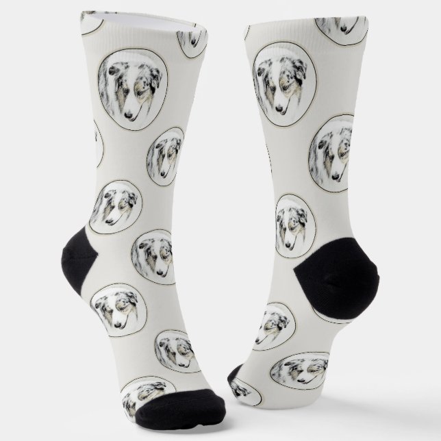 Chaussette Australian Shepherd Peinture Blue Merle Dog Art (Angulaire)