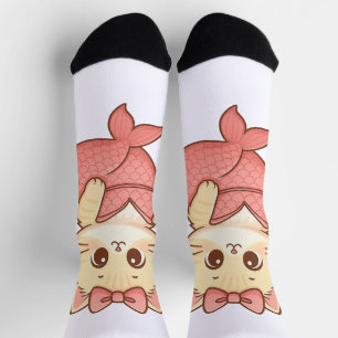Chaussette Autocollant de chat sirène mignon