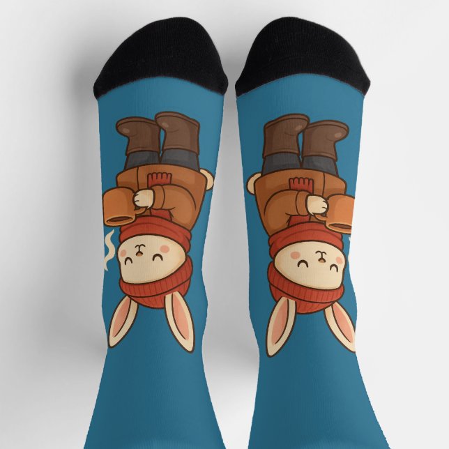 Chaussette Autocollant de lapin d'hiver confortable buvant du (Haut)