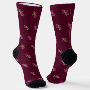 Chaussette Automne Feuille rose
