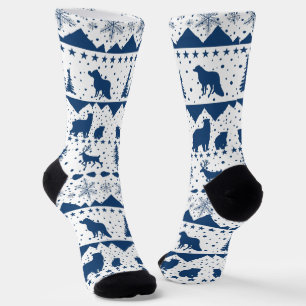 Chaussette Balayage Nordique Animaux D'Hiver Marine Et Chauss
