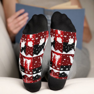 Chaussette Baldaquin nordique Animaux d'hiver Bison rouge Pla