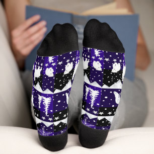 Chaussette Baleine nordique Animaux d'hiver Bison violet Plai