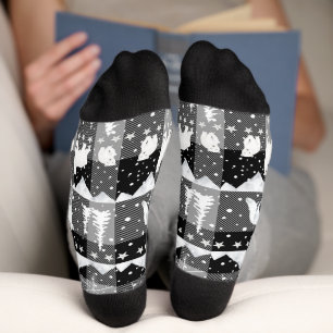 Chaussette Baleine nordique Animaux d'hiver Gris Buffalo Plai