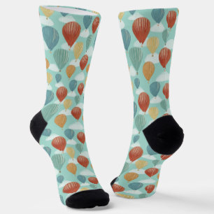 Chaussette Ballons à air chaud et nuages blancs à motif