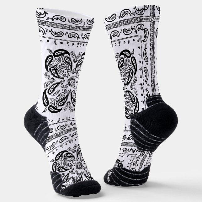 Chaussette Bandana blanc Paisley (Angulaire)