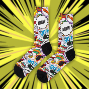 Chaussette Bande dessinée personnalisée amusante