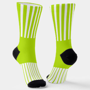 Chaussette Bandes de couleur Pop en Lime Vert et Blanc