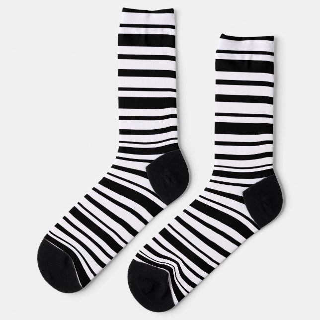 Chaussette Bandes inégales noires et blanches (Gauche)