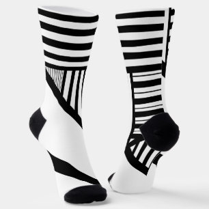 Chaussette Bandes triangulaires en noir et blanc