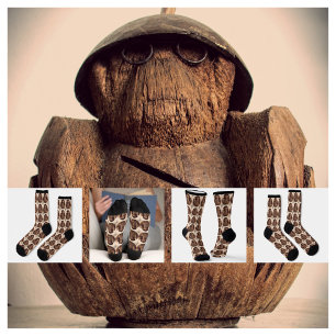 Chaussette Banques de singes en coco sculpté de style kitsch