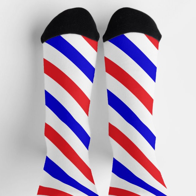 Chaussette Barbier en diagonale rouge, blanc et bleu (Haut)