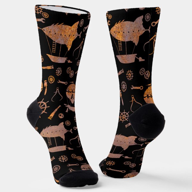Chaussette Bateaux Steampunk Rusty Steel Subtilement Monograp (Angulaire)
