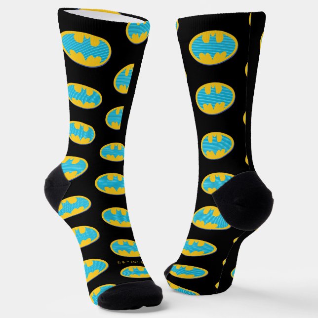 Chaussette Batman | Symbole Cyan Stripes (Angulaire)