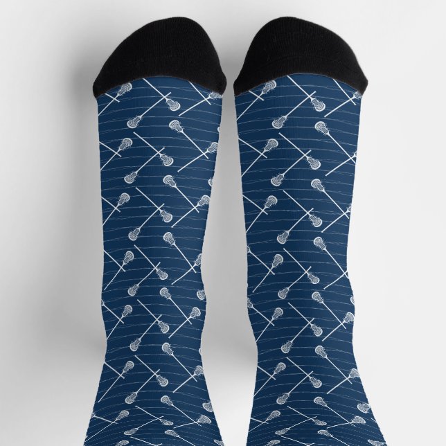 Chaussette Bâtons blancs de crosse bleu marine à motifs (Haut)