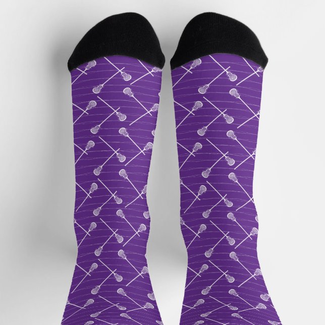 Chaussette Bâtons blancs de crosse violet à soies à motifs (Haut)