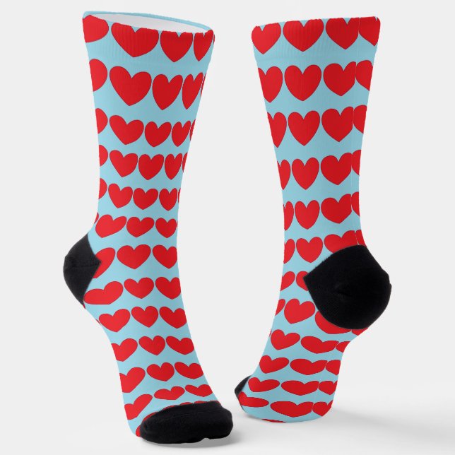 Chaussette Beaucoup de Coeurs, Rouge & Bleu (Angulaire)