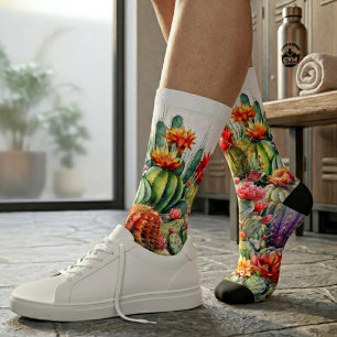 Chaussette Beaux Cactus Fleuris