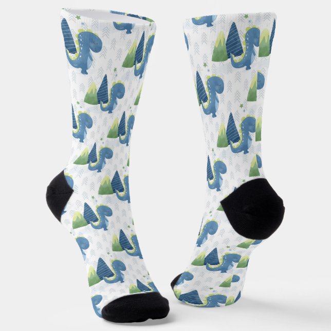 Chaussette Bébé Dinosaure et Montagnes (Angulaire)