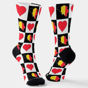 Chaussette Belgique Coeur Motif Belge National Drapeau Carte