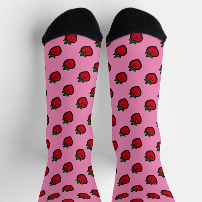 Chaussette Belle fraises caricaturales préférées rouges (Haut)