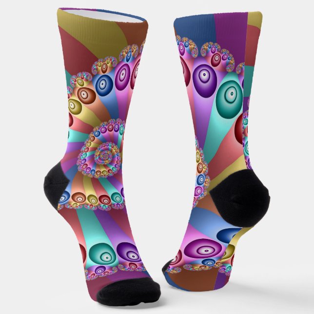 Chaussette Belles couleurs arc-en-ciel Art fractal Abstrait (Angulaire)
