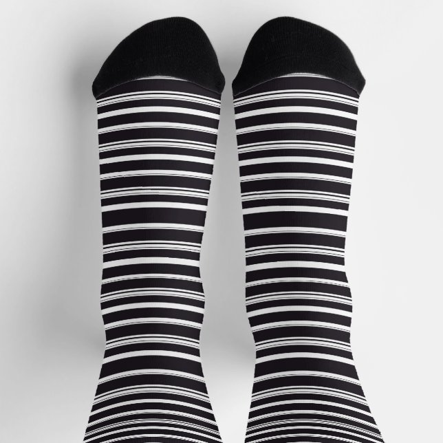Chaussette Belles rayures blanches noires (Haut)