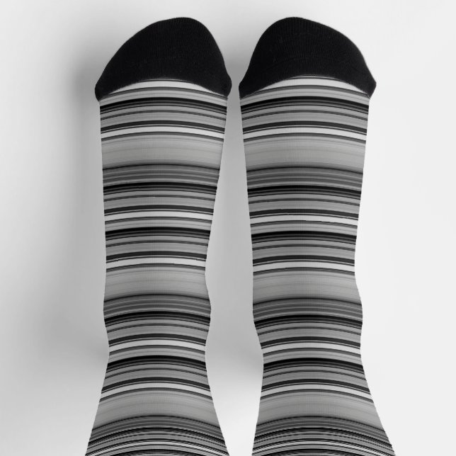Chaussette Belles rayures gris noir (Haut)