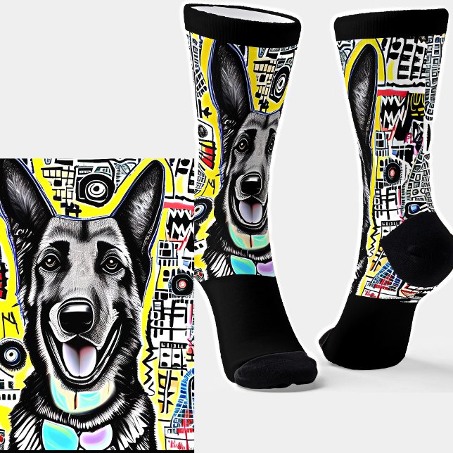 Chaussette Berger allemand sur Arrière - plan graphique sur n (Créateur téléchargé)