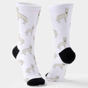 Chaussette Berger Blanc Suisse Blanc GSD Motif de Chien Migno
