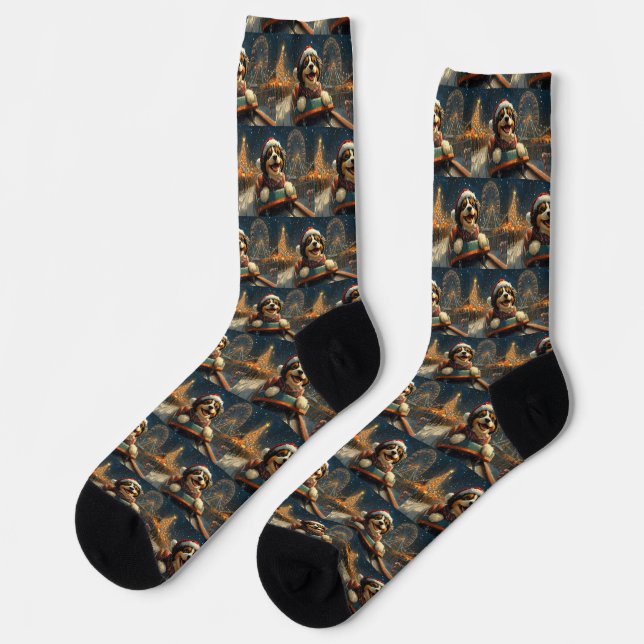 Chaussette Bernedoodle Roller Dessous de verre Noël (Gauche)