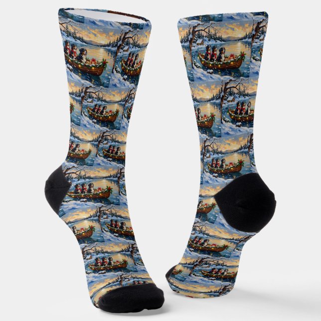 Chaussette Bernese Mountain Dog Christmas Boat Holiday (Angulaire)