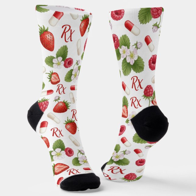 Chaussette Berry, Fleur & Pill Motif Chaussettes de pharmacie (Angulaire)