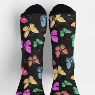 Chaussette Beurre Ailes Chalk Dessin Motif Noir