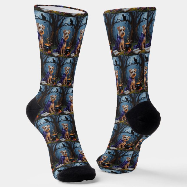 Chaussette Biewer Terrier Chien Whimsical Halloween Peinture (Angulaire)