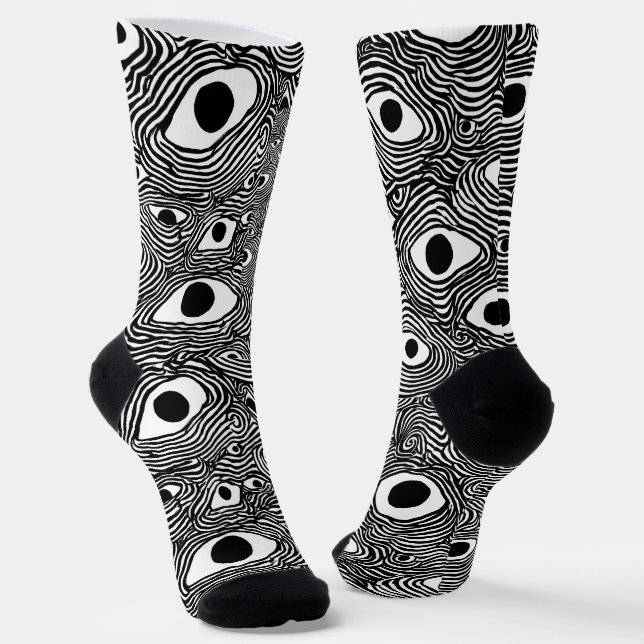 Chaussette Black and White Psychedelic Design  (Angulaire)